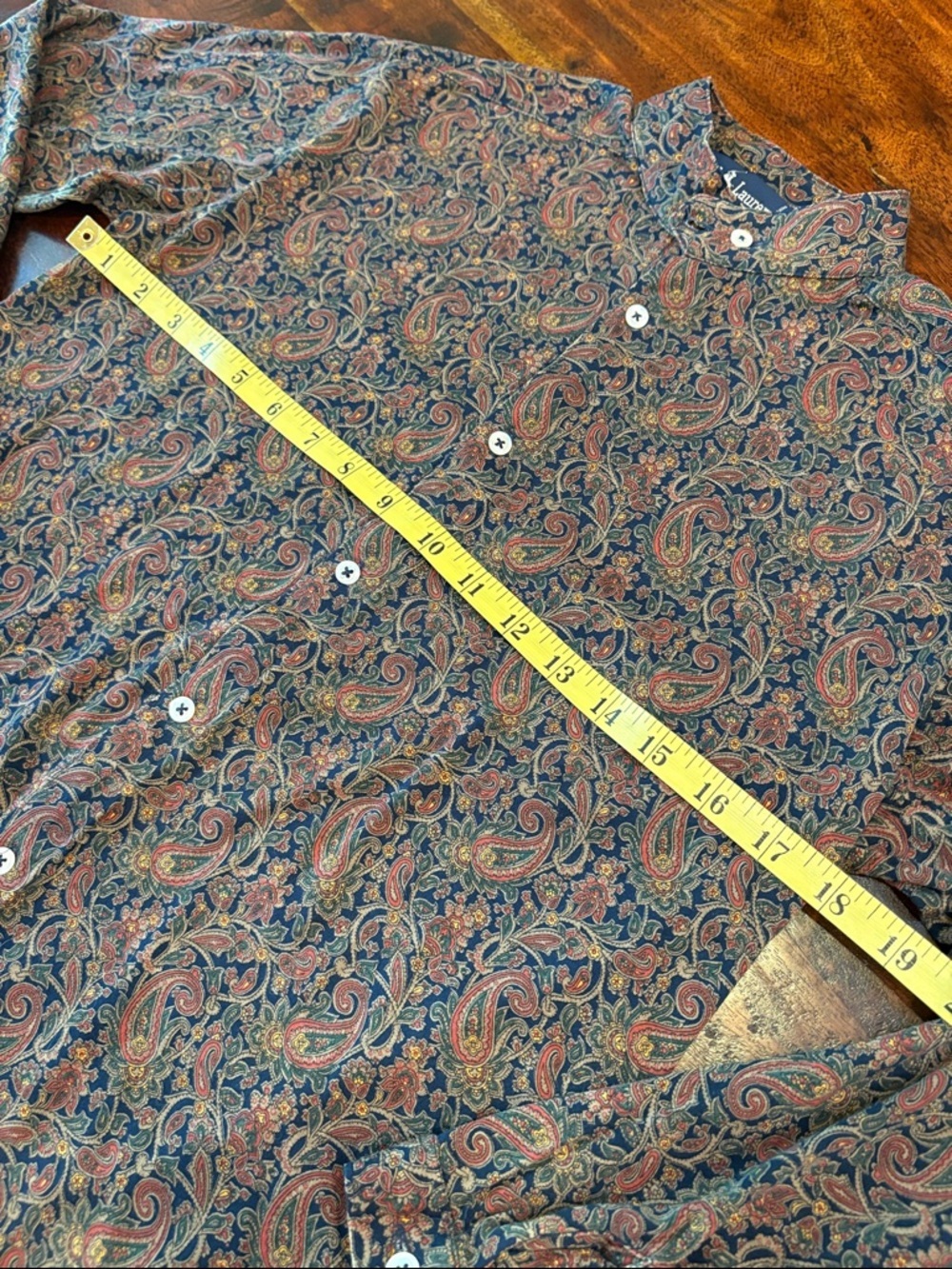 Vintage Ralph Lauren Blue Label 90s Paisley Cotton Button-Up High Neck Top Small - Picture 9 of 10